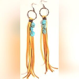 Leather and Turquoise Earrings
